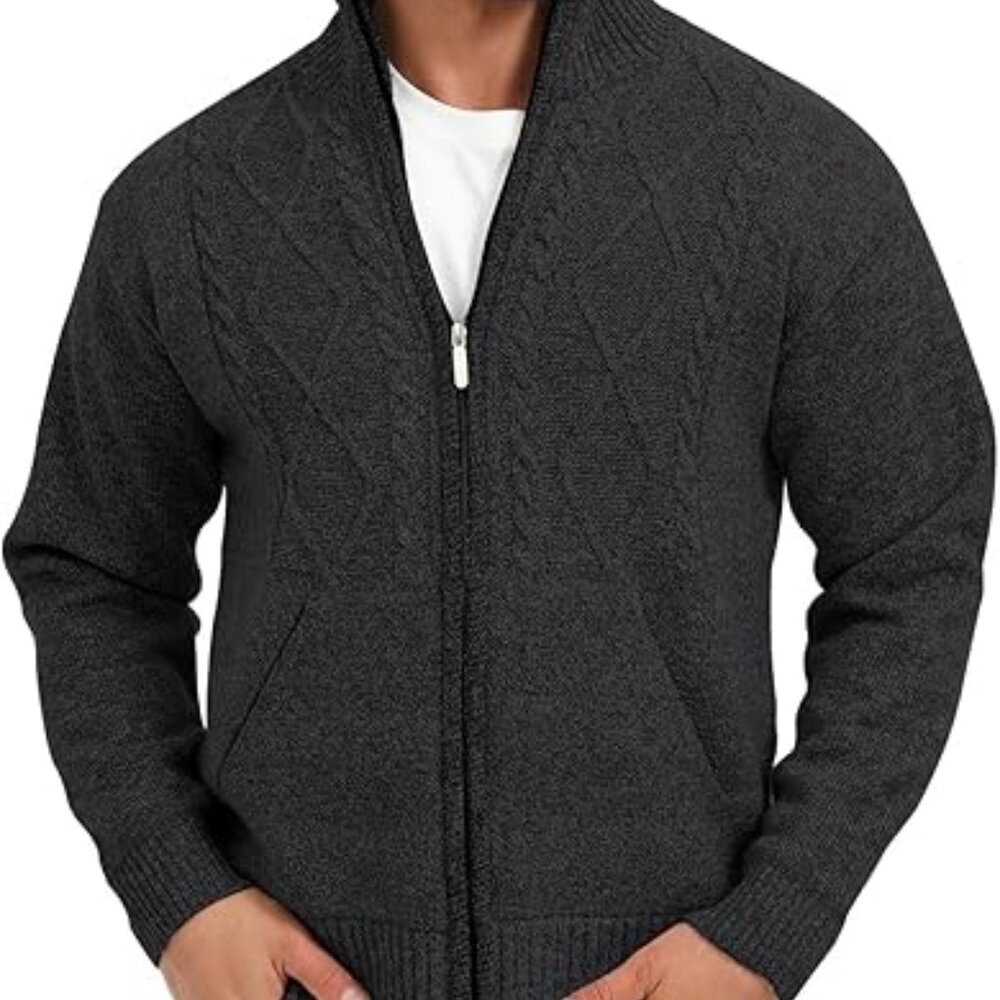 Men's Cardigan Knitted Full Zipper Cardigan Sweaters(XL) - Picture 2 of 10